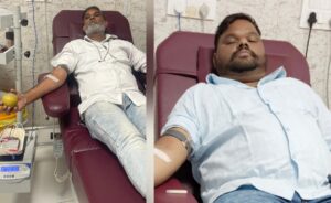 अम्बेडकर वाहिनी के राष्ट्रीय अध्यक्ष व राष्ट्रीय प्रभारी ने किया रक्त दान